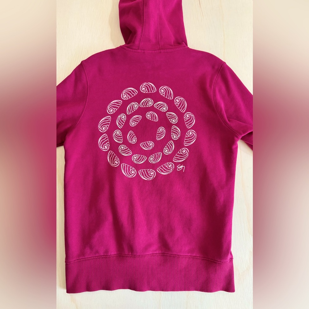 Sig Zane Full Zip Hoodie Magenta Pink Fleece Lined Shell Spiral Graphic Size S